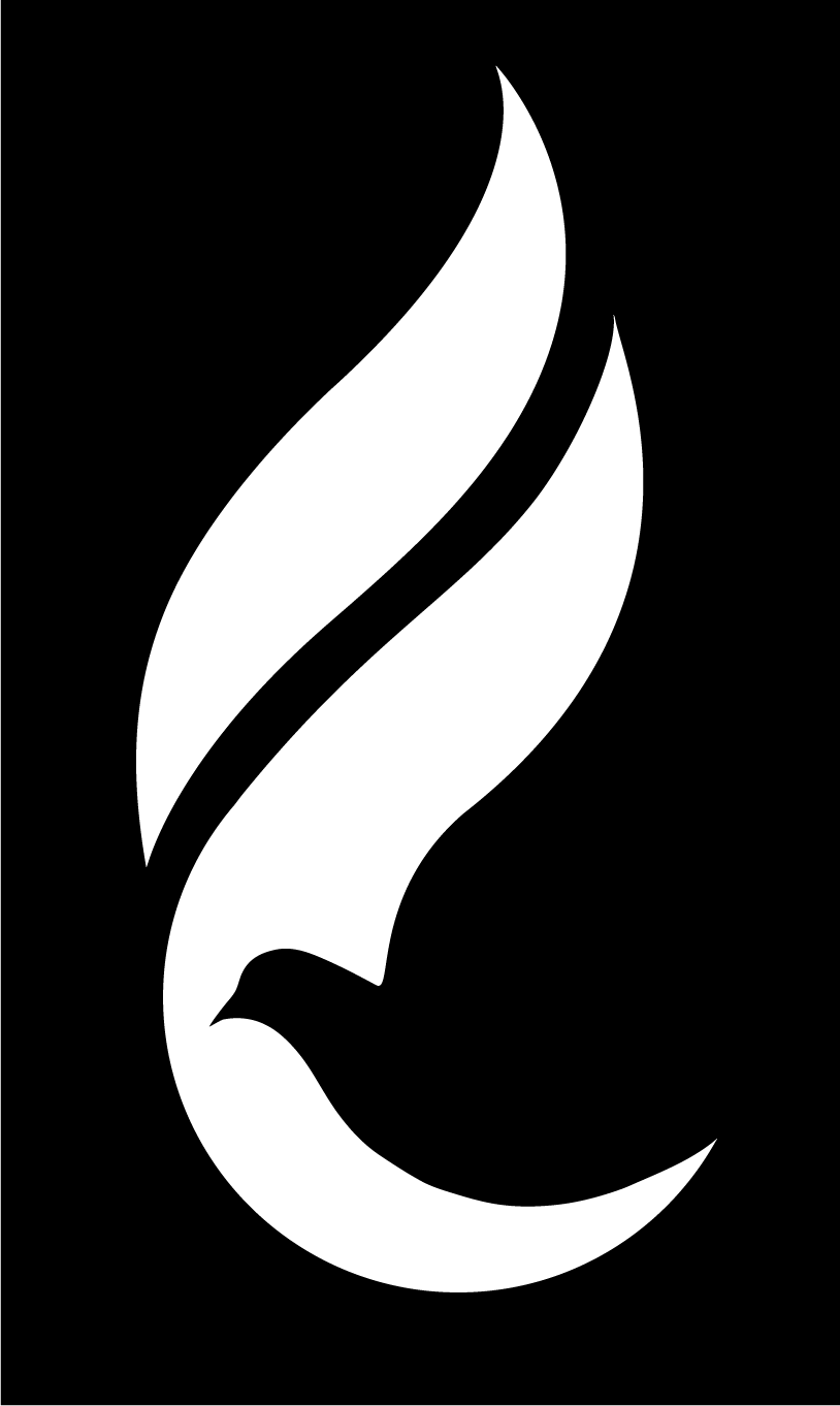 White Dove-Flame Mark on Black Background.
