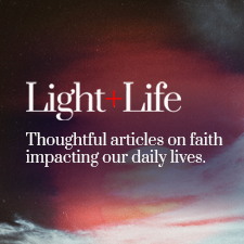Light + Life Magazine. Articles + Discipleship + Media. Lightandlife.fm. Picture of man reading a tablet.