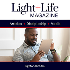 Light + Life Magazine. Articles + Discipleship + Media. Lightandlife.fm. Picture of man reading a tablet.